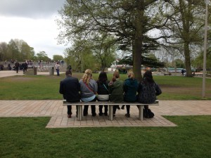 Griffin, AK, Stephanie, Annie, Ashley, and Sarah at the park next to the canal